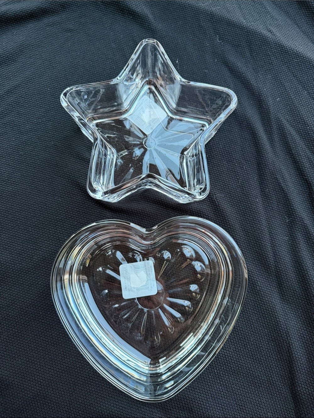 NWT Libbey Clear Glass Star 5052 and  Heart 5072 Trinket Dish Bowls Set - 6”